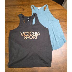 Victoria Sport Racerback Tank Tops Black & Blue Womens Size S Cotton Blend